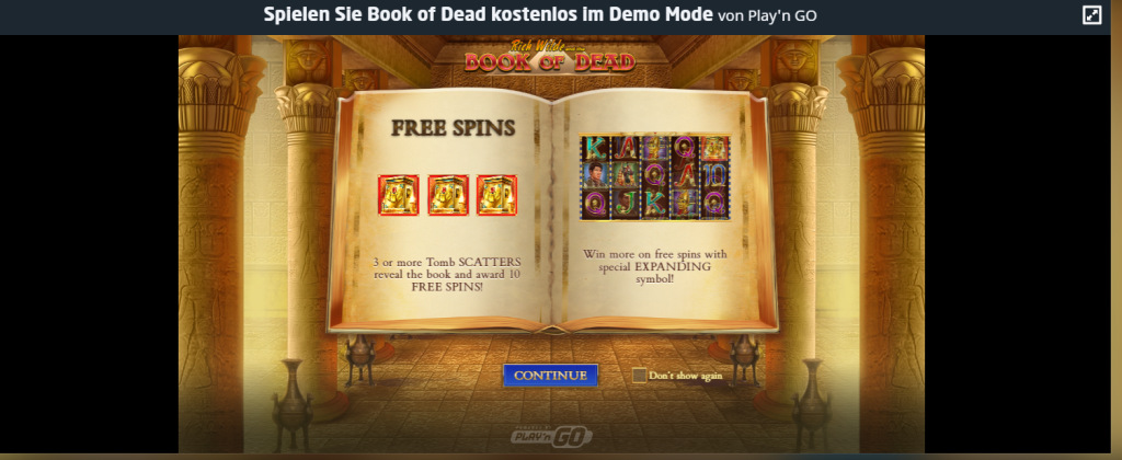 book of dead demo